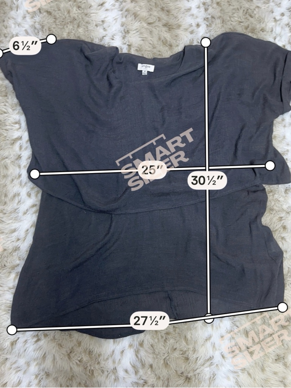Umgee Charcoal Gray Tiered Layered Tunic Top Medium Short Sleeve Boho Oversized - Picture 4 of 5